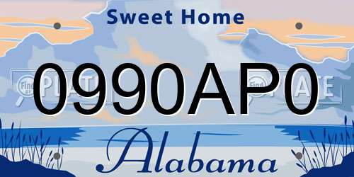0990AP0 Alabama License Plate