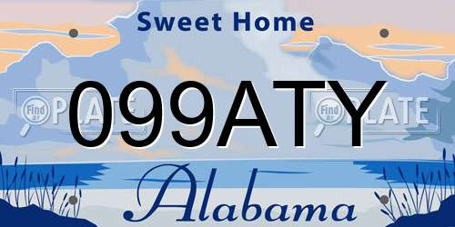 099ATY Alabama License Plate