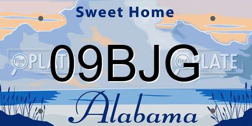 09BJG Alabama License Plate