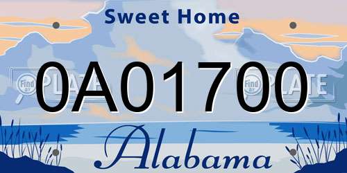 0A01700 Alabama License Plate