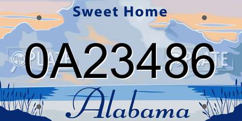 0A23486 Alabama License Plate