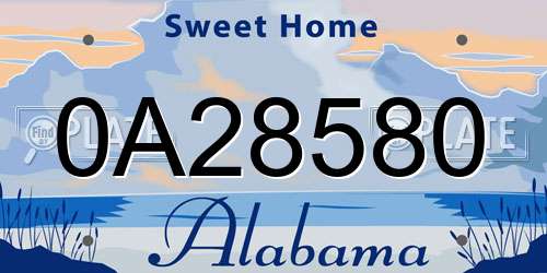 0A28580 Alabama License Plate
