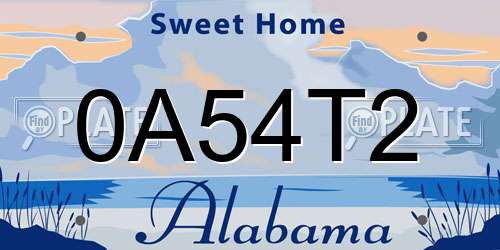 0A54T2 Alabama License Plate