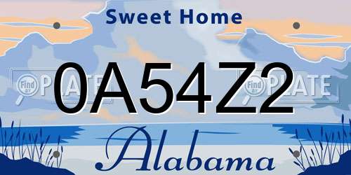 0A54Z2 Alabama License Plate