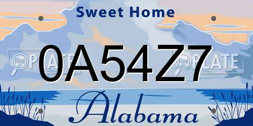 0A54Z7 Alabama License Plate