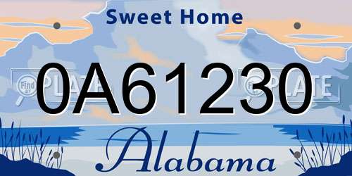 0A61230 Alabama License Plate