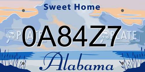 0A84Z7 Alabama License Plate