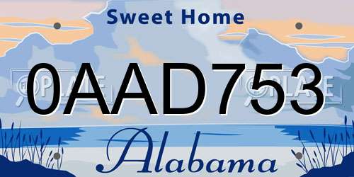 0AAD753 Alabama License Plate
