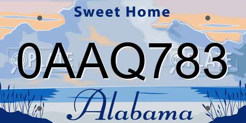 0AAQ783 Alabama License Plate