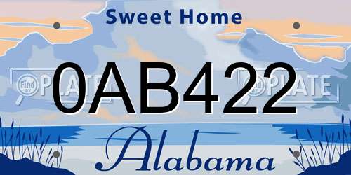 0AB422 Alabama License Plate