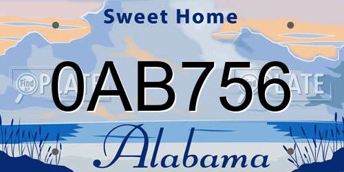 0AB756 Alabama License Plate
