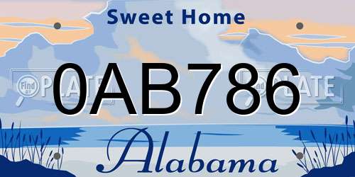 0AB786 Alabama License Plate