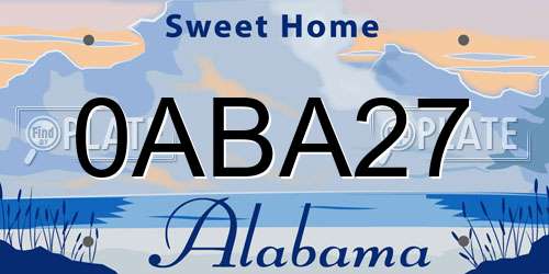 0ABA27 Alabama License Plate