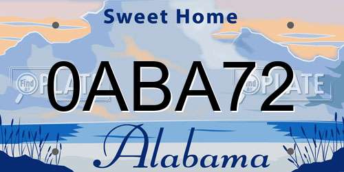 0ABA72 Alabama License Plate