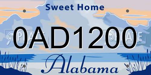 0AD1200 Alabama License Plate