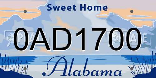 0AD1700 Alabama License Plate