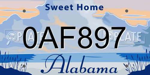 0AF897 Alabama License Plate
