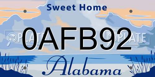 0AFB92 Alabama License Plate
