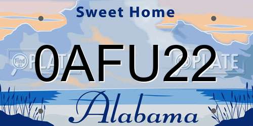0AFU22 Alabama License Plate