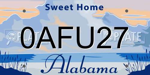 0AFU27 Alabama License Plate