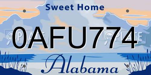 0AFU774 Alabama License Plate