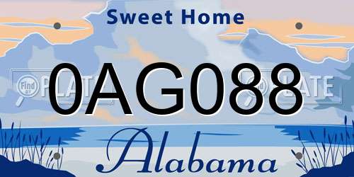0AG088 Alabama License Plate