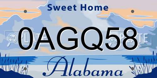 0AGQ58 Alabama License Plate