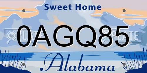0AGQ85 Alabama License Plate