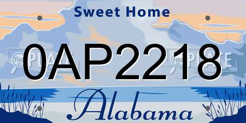 0AP2218 Alabama License Plate