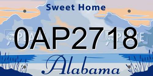 0AP2718 Alabama License Plate