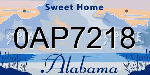 0AP7218 Alabama License Plate