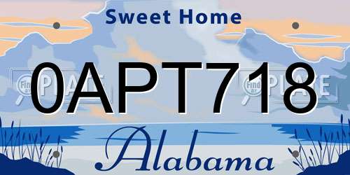0APT718 Alabama License Plate