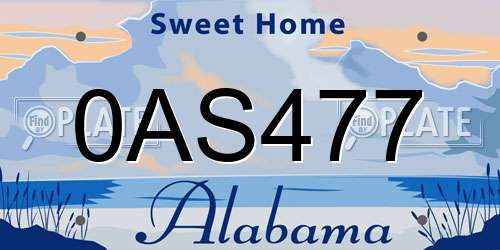 0AS477 Alabama License Plate