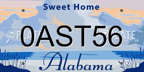 0AST56 Alabama License Plate