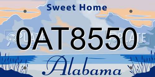 0AT8550 Alabama License Plate