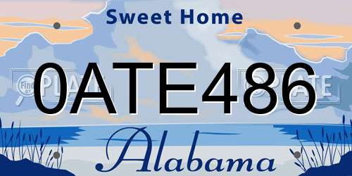 0ATE486 Alabama License Plate