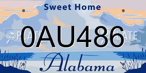 0AU486 Alabama License Plate