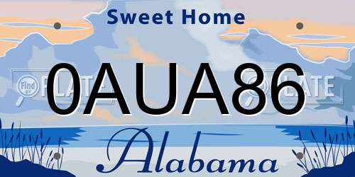 0AUA86 Alabama License Plate