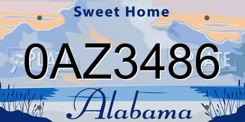0AZ3486 Alabama License Plate