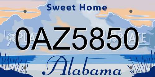 0AZ5850 Alabama License Plate