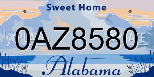 0AZ8580 Alabama License Plate