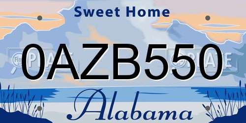 0AZB550 Alabama License Plate