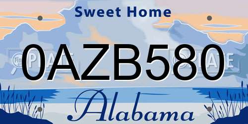 0AZB580 Alabama License Plate