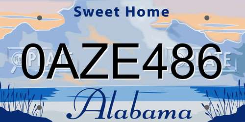 0AZE486 Alabama License Plate