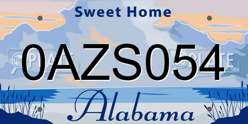 0AZS054 Alabama License Plate