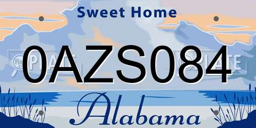 0AZS084 Alabama License Plate