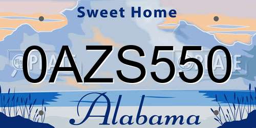 0AZS550 Alabama License Plate