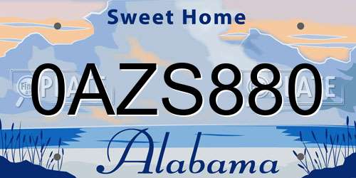 0AZS880 Alabama License Plate