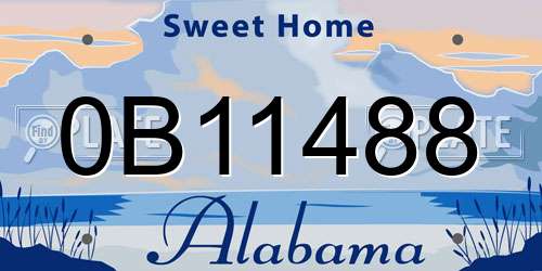 0B11488 Alabama License Plate