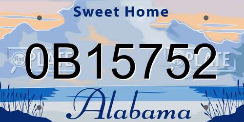 0B15752 Alabama License Plate